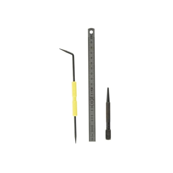 STANLEY - Set trasare rigla 20cm, punctator si trasor metalic cu 2 varfuri [0-90-500]