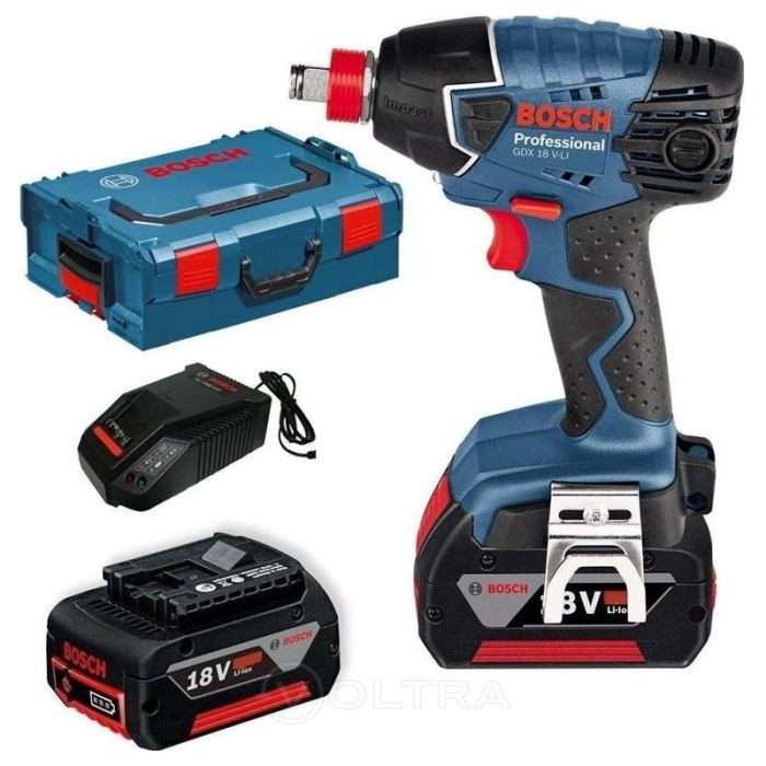 BOSCH - Masina de insurubat cu impact 180Nm, GDX 18V-LI , Hex 1/4" si patrat 1/2", cu 2 acumulator 18V, 5.0Ah, incarcator, valiza [06019B810B]