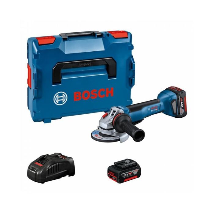 BOSCH - Polizor unghiular 125mm, cu 2 acumulatori 18V, 5.0Ah, GWS 18V-10 P, maner antivibratii, valiza [06019J4101]