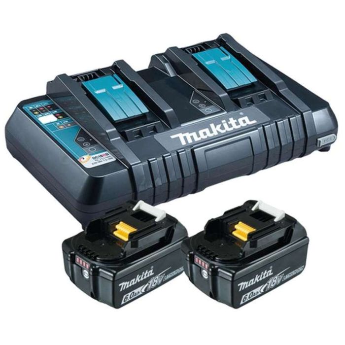 Makita - Set 2x acumulator Li-Ion LXT, BL1860B, 18V, 6.0Ah + incarcator dublu DC18RD [199484-8]