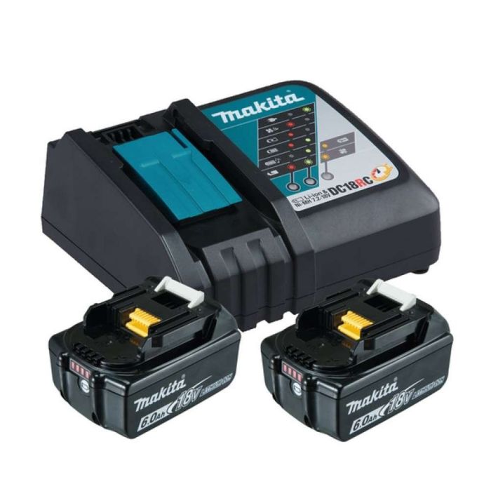 Makita - Set 2x acumulator Li-Ion LXT, BL1860B, 18V, 6.0Ah + incarcator DC18RC [199480-6]