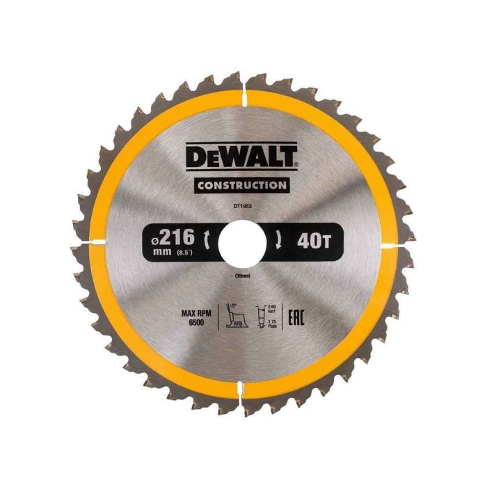 DeWALT - Panza fierastrau circular CONSTRUCTION 216x30mm, 40 dinti [DT1953-QZ]