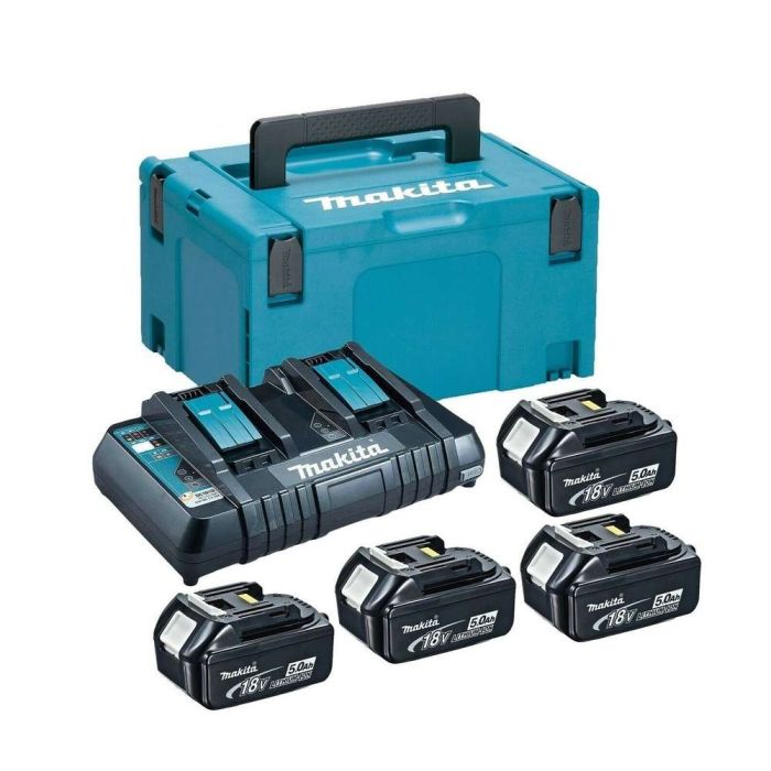 Makita - Set 4x acumulator Li-Ion LXT, BL1850B, 18V, 5.0Ah + incarcator DC18RD, valiza Makpac3 [197626-8]