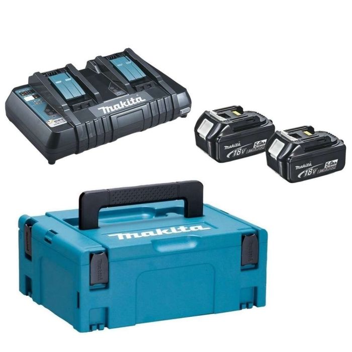 Makita - Set 2x acumulator Li-Ion LXT, BL1850B, 18V, 5.0Ah + incarcator DC18RD, valiza Makpac3 [197629-2]