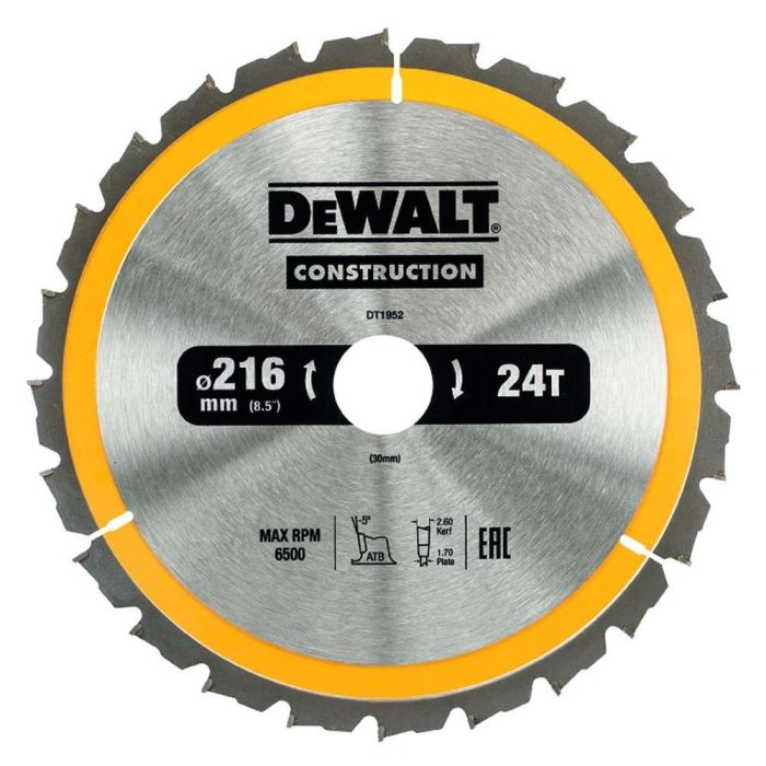 DeWALT - Panza fierastrau circular CONSTRUCTION 216x30mm, 24 dinti [DT1952-QZ]