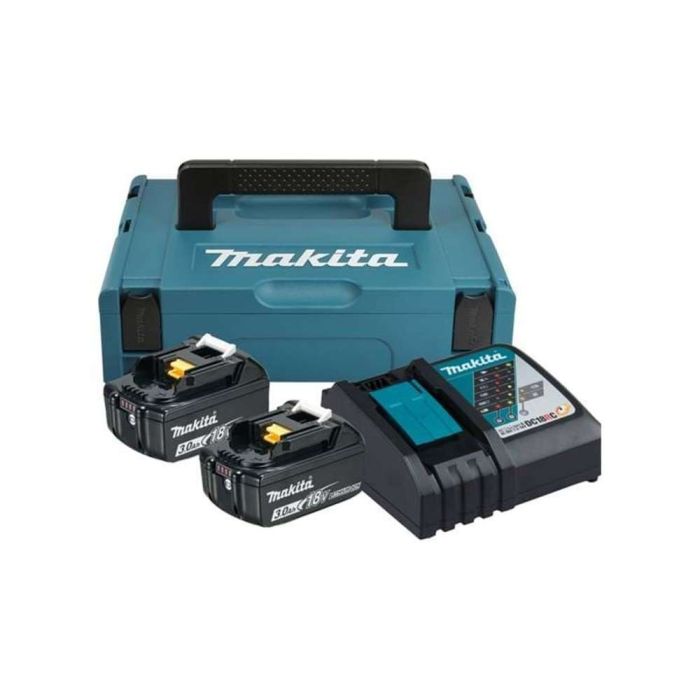 Makita - Set 2x acumulator Li-Ion LXT, BL1830, 18V, 3.0Ah + incarcator DC18RC, valiza Makpac1 [197952-5]