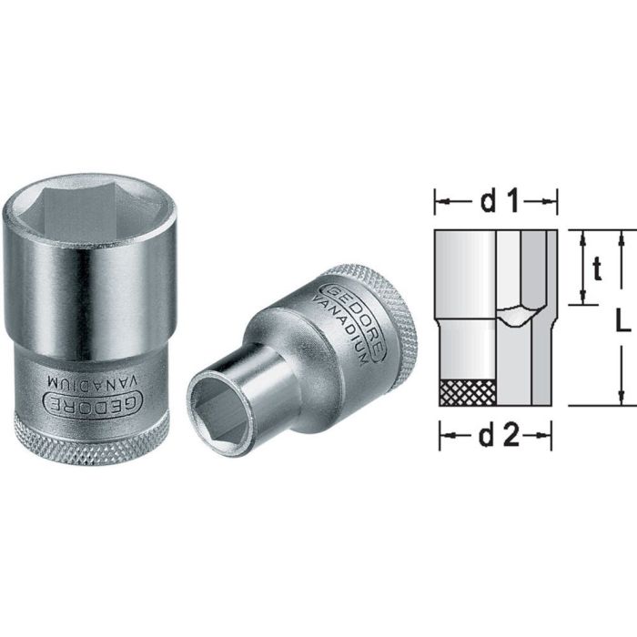 Gedore - Cheie tubulara 1/2", 6 laturi, 29mm, blister [1230514]