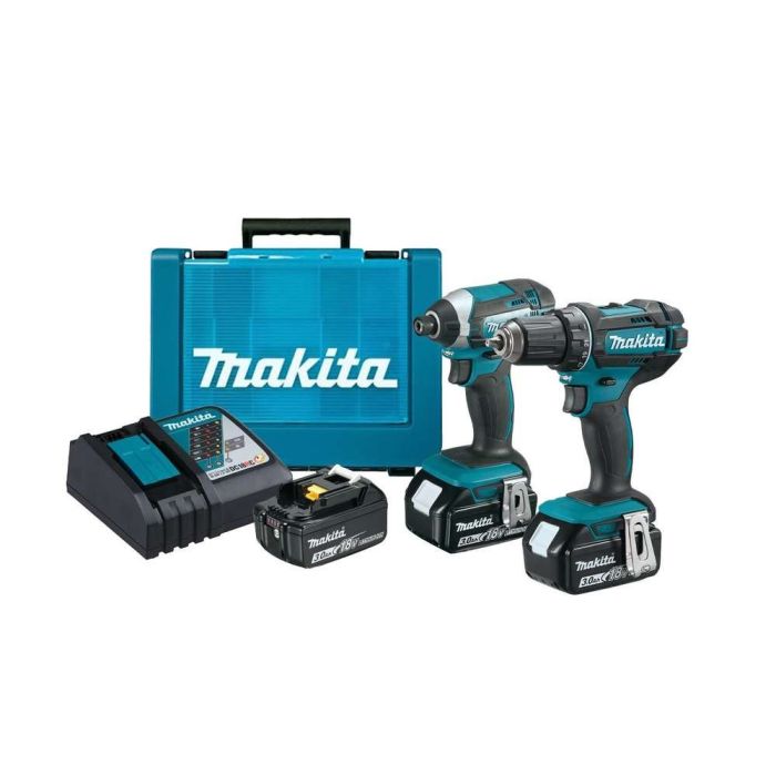 Makita - Pachet masina de insurubat cu impact DTD152Z + masina de gaurit si insurubat DDF482Z, cu 3 acumulatori 18V, 3.0Ah, incarcator, valiza [DLX2127X1]