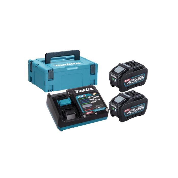 Makita - Set 2x acumulator Li-Ion XGT, BL4050F, 40V, 5.0Ah + incarcator DC40RA, valiza Makpac2 [191V35-5]