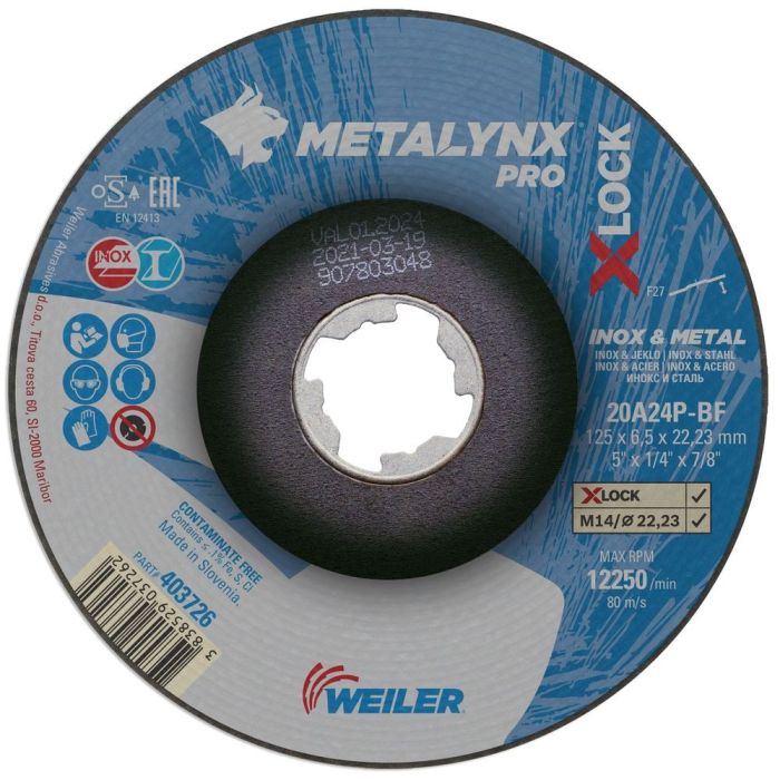 Disc abraziv 125x6.5 mm polizare metal+inox X-LOCK Metalynx Pro