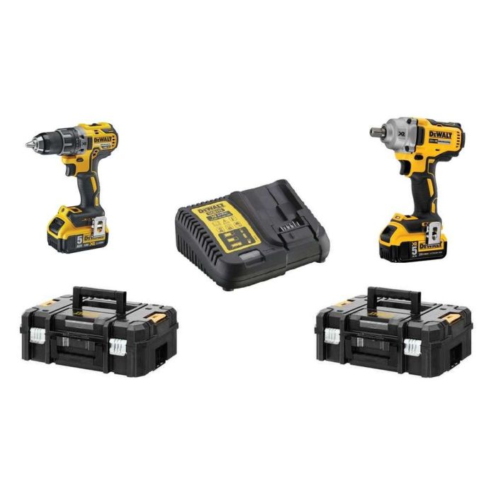 DeWALT - Pachet masina de gaurit si insurubat DCD791 + masina de insurubat cu impact DCF894 cu 2 acumulatori Li-Ion 18V, 5.0Ah, incarcator, 2 valize [DCK2077P2T-QW]