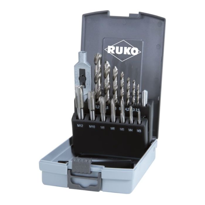 Ruko - Trusa tarozi si burghie M3-12, DIN 352, tip B, 15 piese [245004RO]