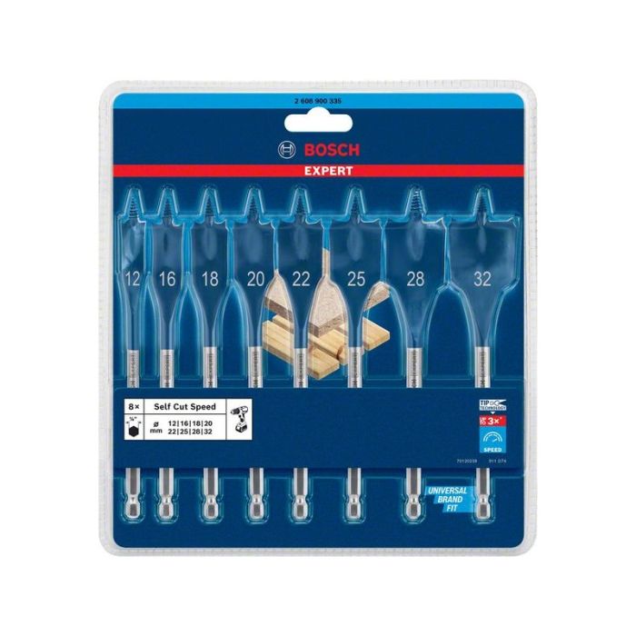 BOSCH - Set 8 bucati burghiu plat Self Cut Speed set 12, 16, 18, 20, 22, 25, 28, 32mm Expert [2608900335]