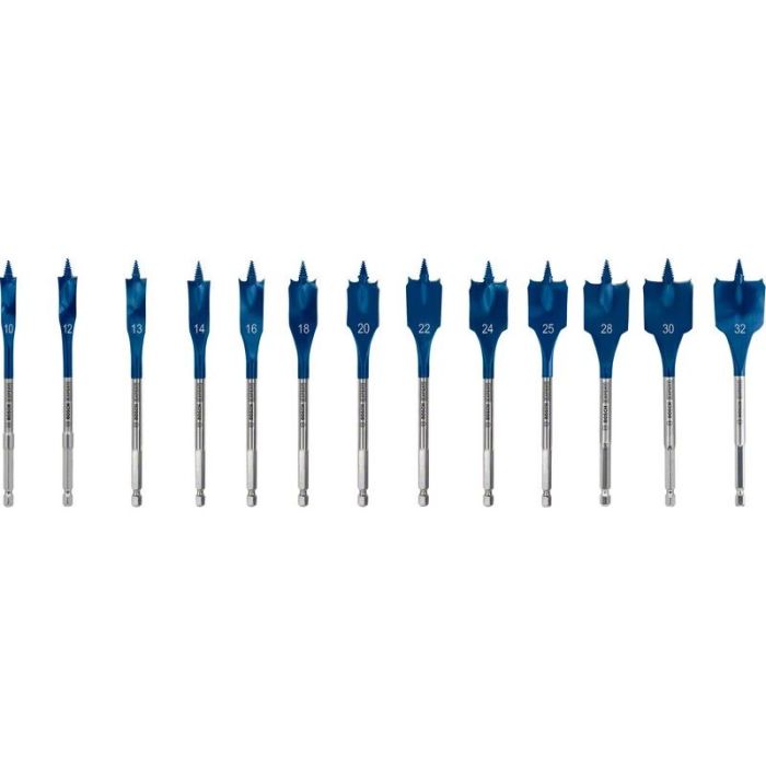 BOSCH - Set 13 bucati burghiu plat Self Cut Speed set 10, 12, 13, 14, 16, 18, 20, 22, 24, 25, 28, 30, 32mm Expert [2608900336]