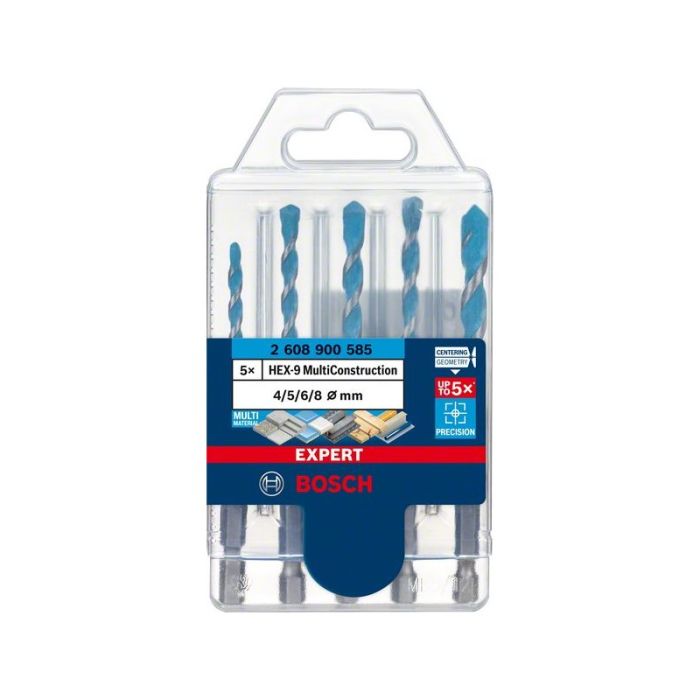 BOSCH - Set 5 burghie HEX-9 MultiConstruct 4, 5, 6, 8, 10mm Expert [2608900585]