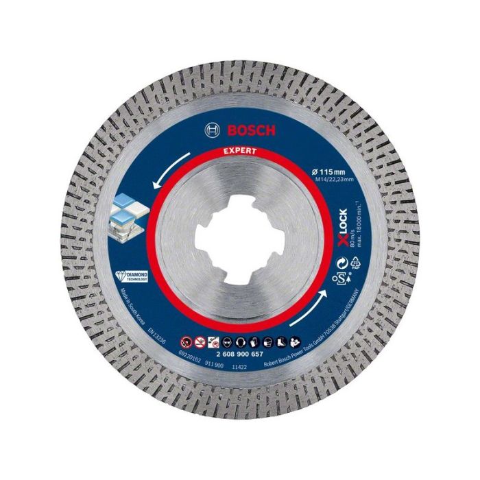 BOSCH - Disc diamantat HardCeramic 115x22.23x1.6mm, segment 10mm X-LOCK Expert [2608900657]