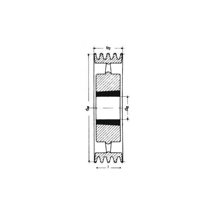 Fulie cu canelura in V, SPZ/10, cu 5 caneluri, 280 mm, bucsa conica 2517