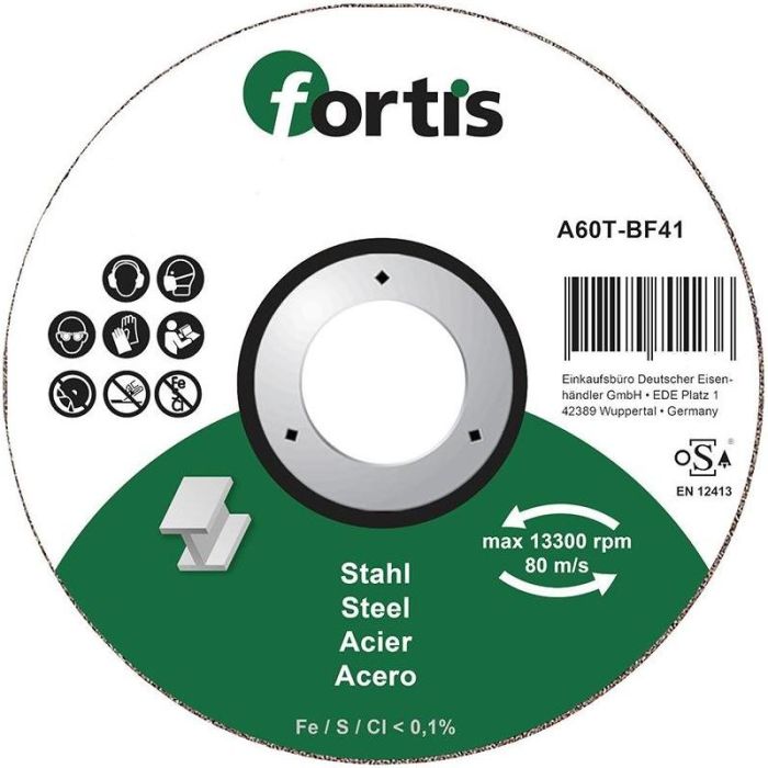 fortis - Disc de debitat otel/inox 115x1.0mm [4317784704236]