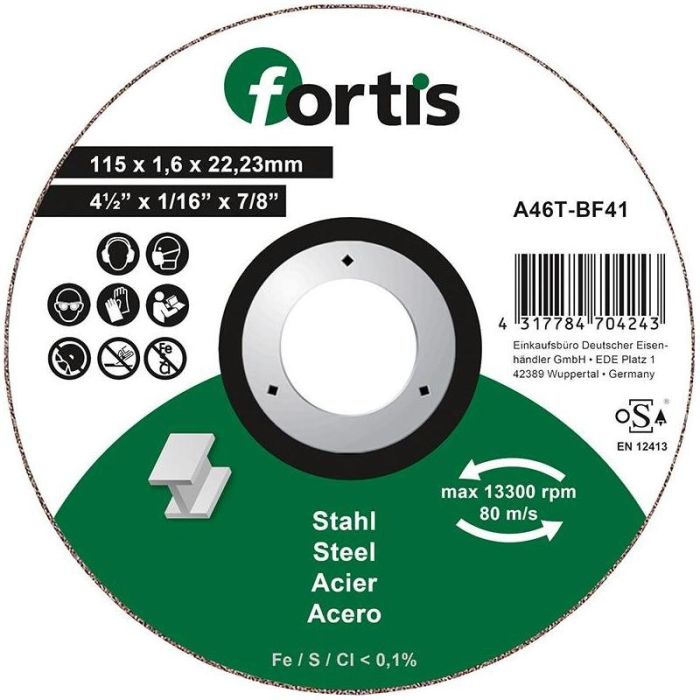 fortis - Disc de debitat otel/inox 115x1.6mm [4317784704243]