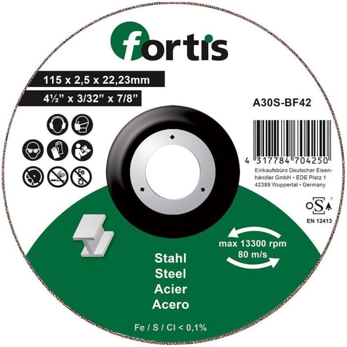 fortis - Disc de debitat otel/inox 115x2.5mm curbat [4317784704250]