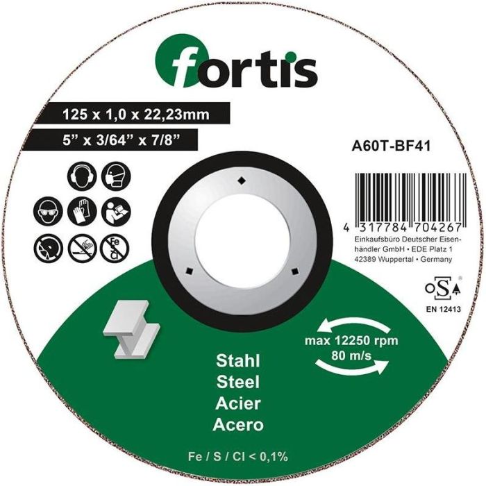 fortis - Disc de debitat otel/inox 125x1.0mm [4317784704267]