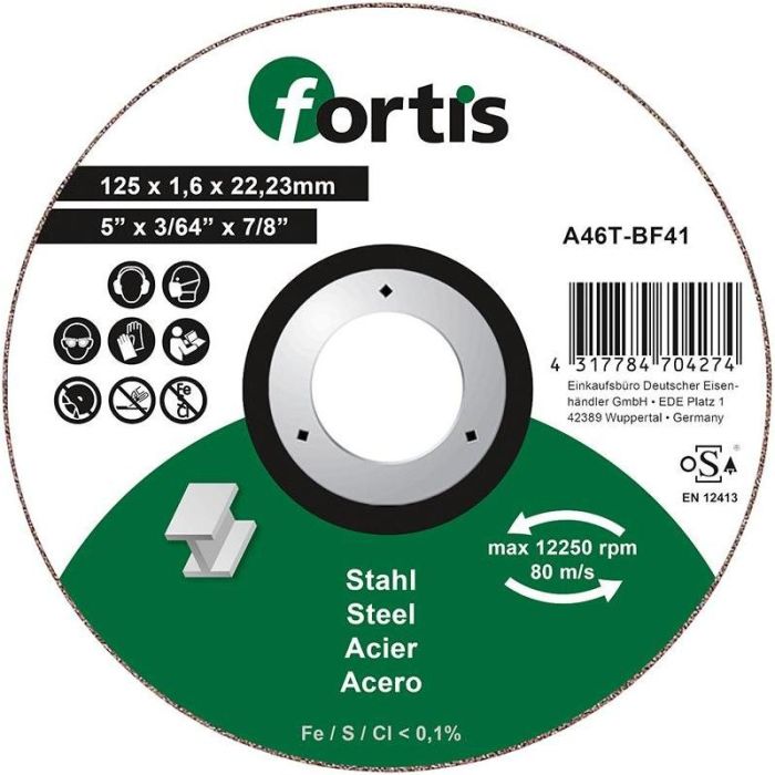 fortis - Disc de debitat otel/inox 125x1.6mm [4317784704274]