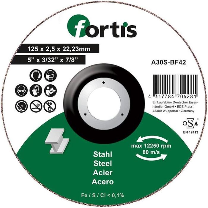 fortis - Disc de debitat otel/inox 125x2.5mm curbat [4317784704281]