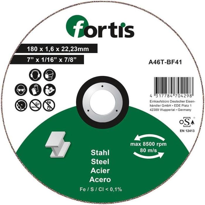 fortis - Disc de debitat otel/inox 180x1.6mm [4317784704298]