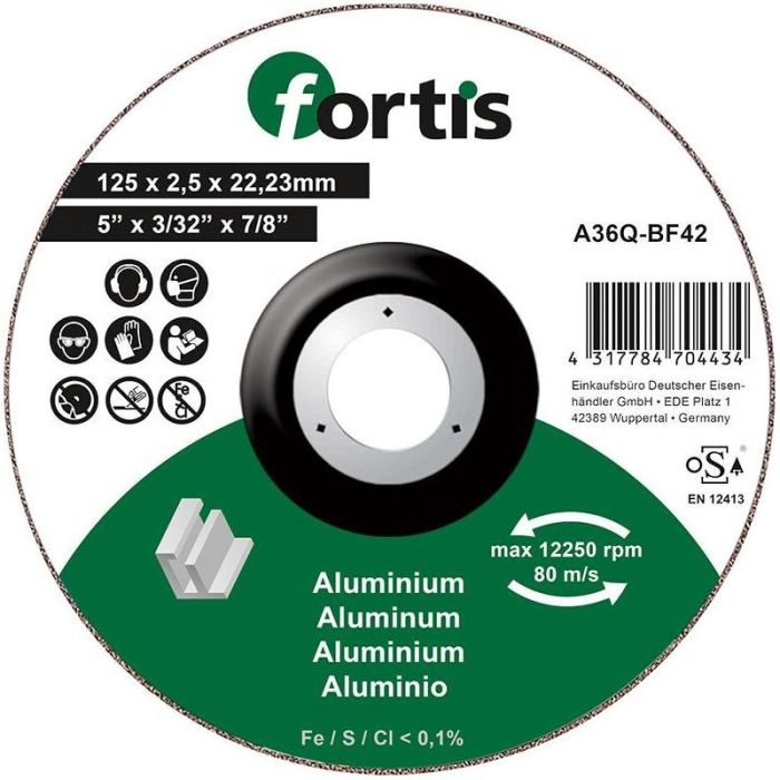 fortis - Disc de debitat aluminiu 125x2.5mm forma cu umar [4317784704434]