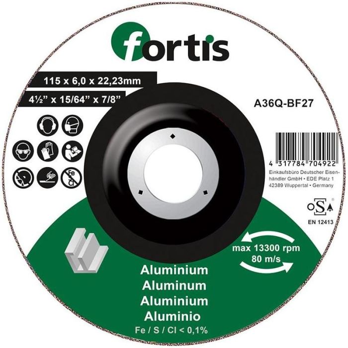 fortis - Disc de polizat pentru aluminiu, nemetale 115x6.0mm [4317784704922]