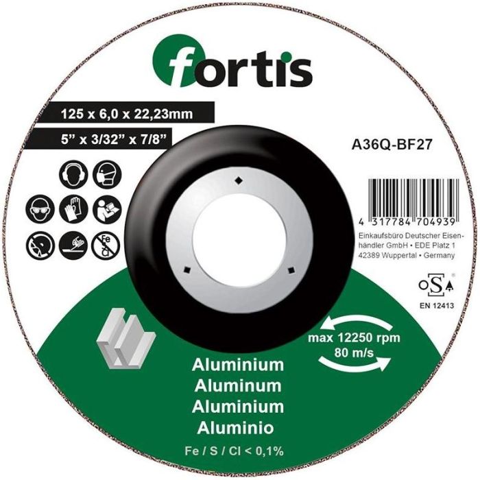 fortis - Disc de polizat pentru aluminiu, nemetale 125x6.0mm [4317784704939]