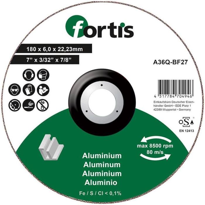 fortis - Disc de polizat pentru aluminiu, nemetale 180x6.0mm [4317784704946]