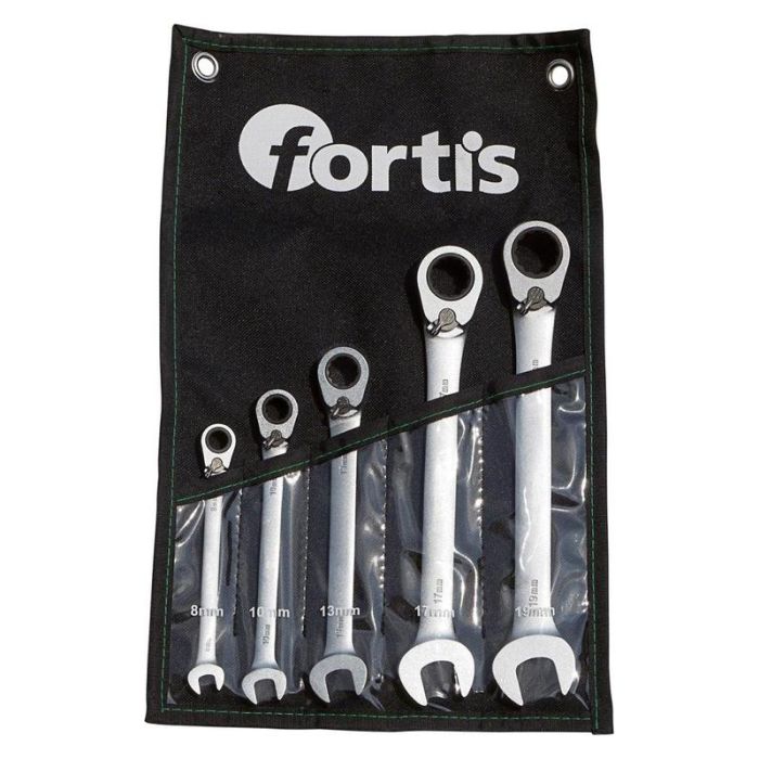 fortis - Set chei fixe cu clichet reversibil 8-19mm, 5 piese [4317784727211]