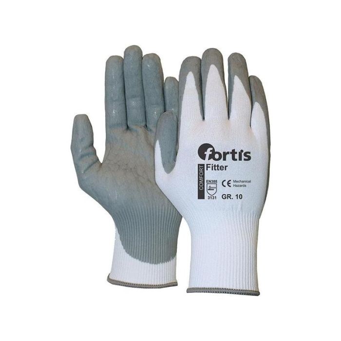 fortis - Manusi textile, albe/gri, marime 8 [4317784750073]