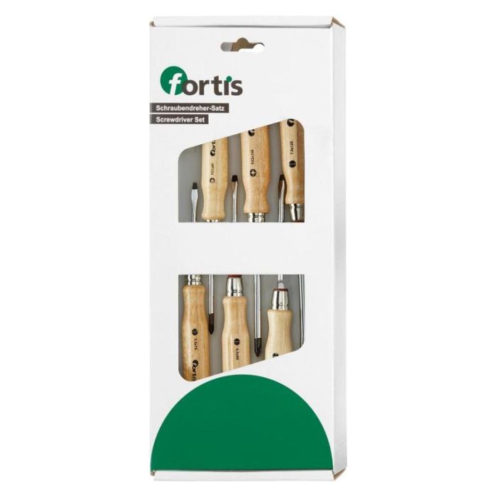 fortis - Set surubelnite cu maner de lemn drepte/PZ, 6 piese [4317784791267]