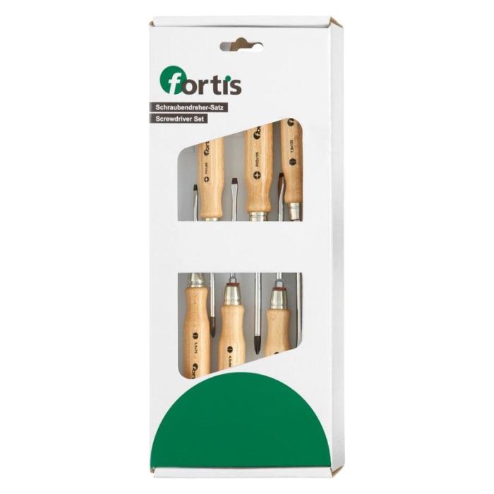 fortis - Set surubelnite cu maner de lemn drepte/PH, 6 piese [4317784791274]