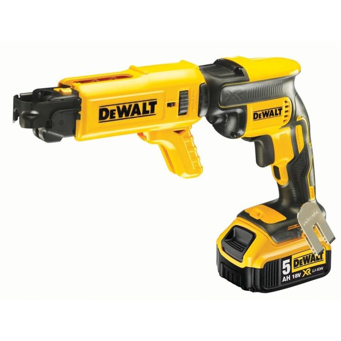 DeWALT - Masina de insurubat pentru gips-carton, cu 2 acumulatori 18V, 5.0Ah, incarcator, valiza + magazie suruburi [DCF620P2K-QW]