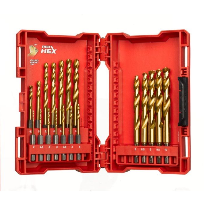 Milwaukee - Burghie Shockwave HSS-G TiN Red HEX, 19 piese [48894760]