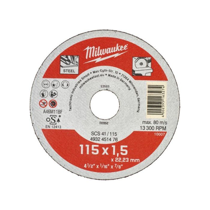 Milwaukee - Disc pentru taiat metal Contractor 115x1.5mm [4932451476]