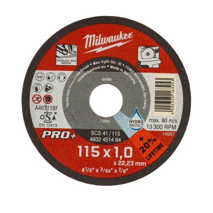 Milwaukee - Disc pentru metal plat 115x1mm, Pro+ [4932451484]