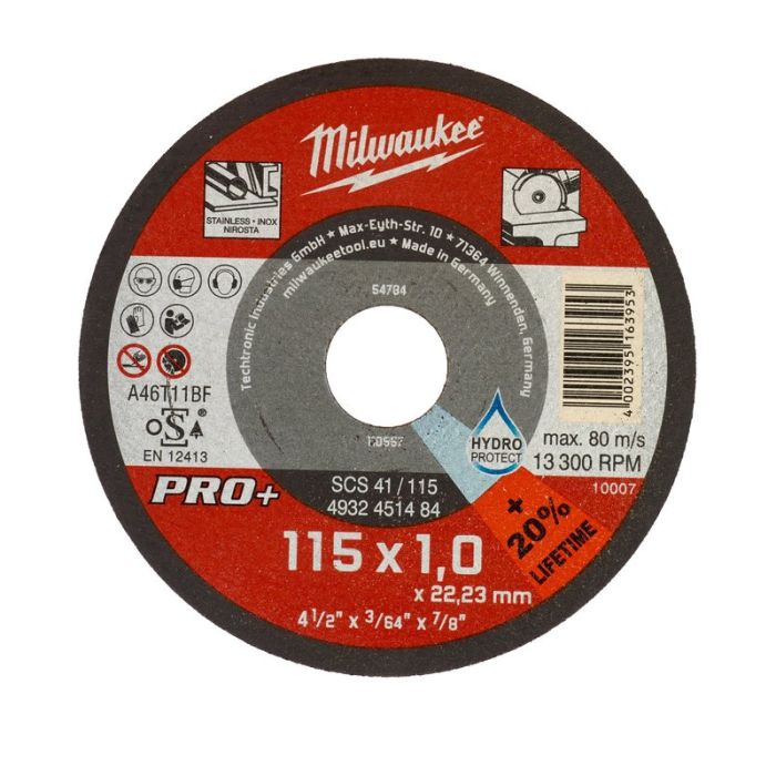 Milwaukee - Disc pentru metal plat, 115x1mm, Pro+, 200 bucati [4932451485]