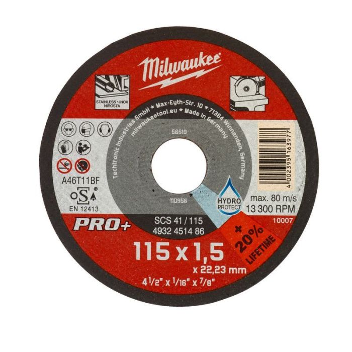 Milwaukee - Disc pentru metal plat, 115x1.5mm, Pro+ [4932451486]