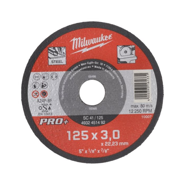 Milwaukee - Disc pentru metal plat 125x3mm, Pro+ [4932451492]