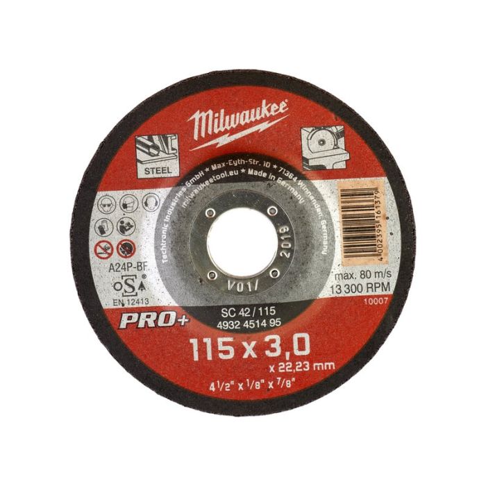 Milwaukee - Disc pentru metal convex 115x3mm, Pro+ [4932451495]