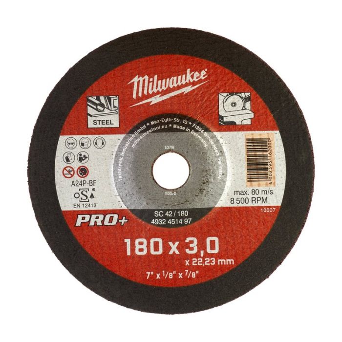 Milwaukee - Disc pentru metal convex 180x3mm, Pro+ [4932451492]