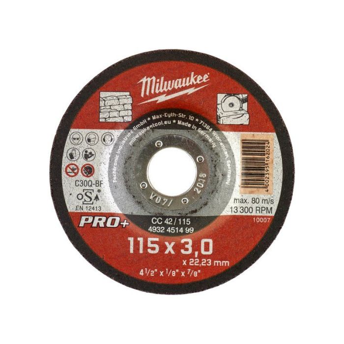 Milwaukee - Disc pentru piatra convex 115x3mm, Pro+ [4932451499]