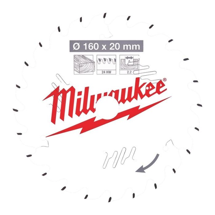 Milwaukee - Panza fierastrau circular de mana CSB P W, 160x20x2.2mm, dinti 24 ATB [4932471290]