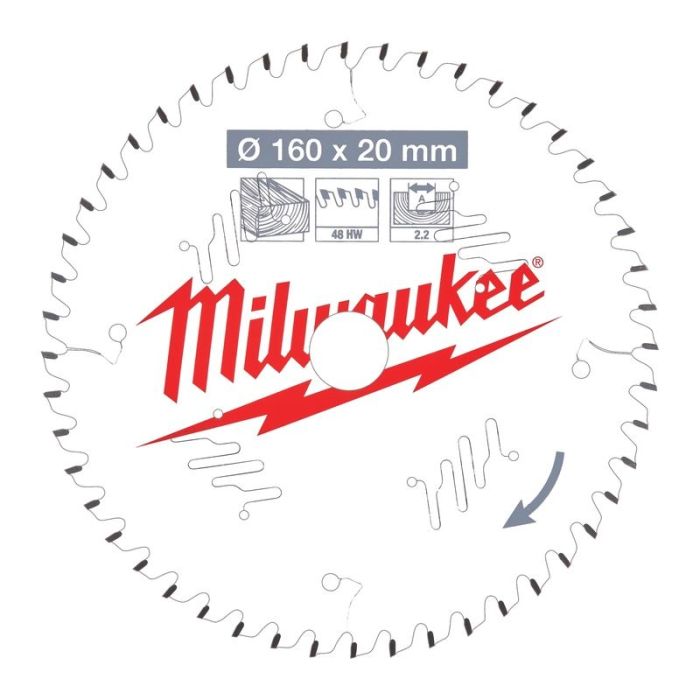 Milwaukee - Panza fierastrau circular de mana CSB P W, 160x20x2.2mm, dinti 48 ATB [4932471291]