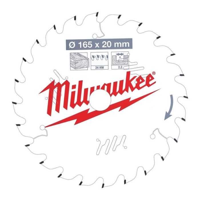 Milwaukee - Panza fierastrau circular de mana CSB 165x20x2.2mm, dinti 24 ATB [4932471294]