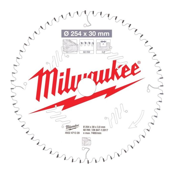 Milwaukee - Panza fierastrau taieri inclinate CSB MS W, 254x30x3mm, dinti 60 ATB [4932471320]